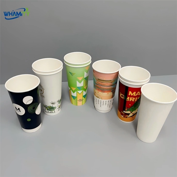 22 oz papirnate hladne vroče skodelice - skodelice za pijačo za enkratno uporabo z enojno dvojno steno Ø90