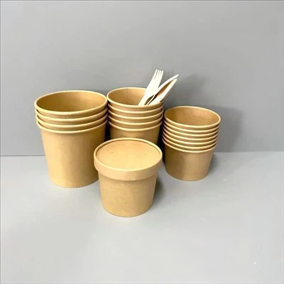 Papirnate jušne skodelice za enkratno uporabo za posodo za hrano